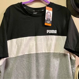 PUMA Black White Gray Blocks NWT Tee-Shirt 🖤🤍👽